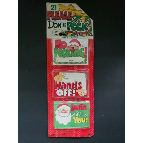 Vintage Eureka Christmas Gift Trims " Please Don't Peek "Tags Rare - Picture 1 of 7